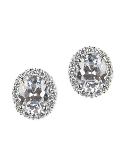 silver round crystal stud earring - 987363 - Very Small Image - 1