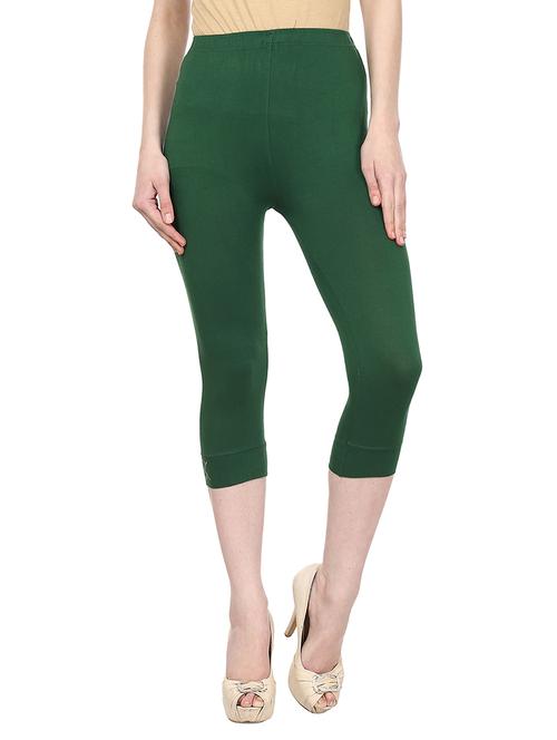 green cotton lycra capris - 9873913 - Very Small Image - 1