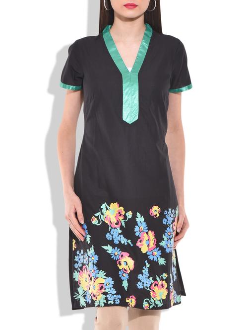 black cotton kurta - 9875512 - Very Small Image - 1