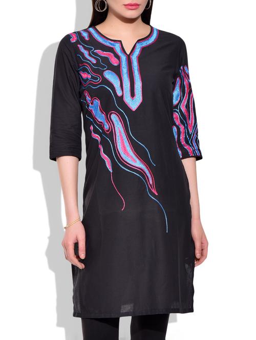 black cotton kurta - 9875562 - Very Small Image - 1