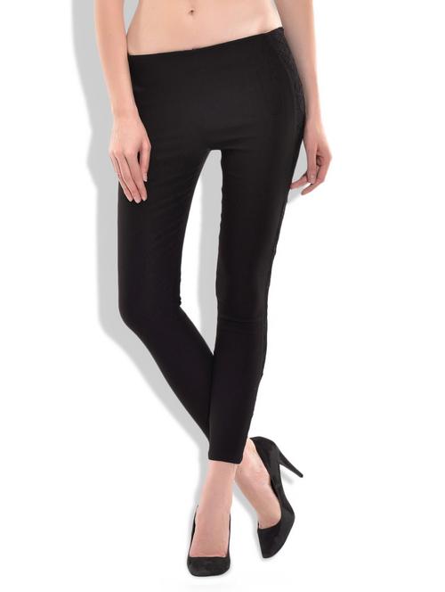 black poly cotton spandex knit jeggings - 9878539 - Very Small Image - 1