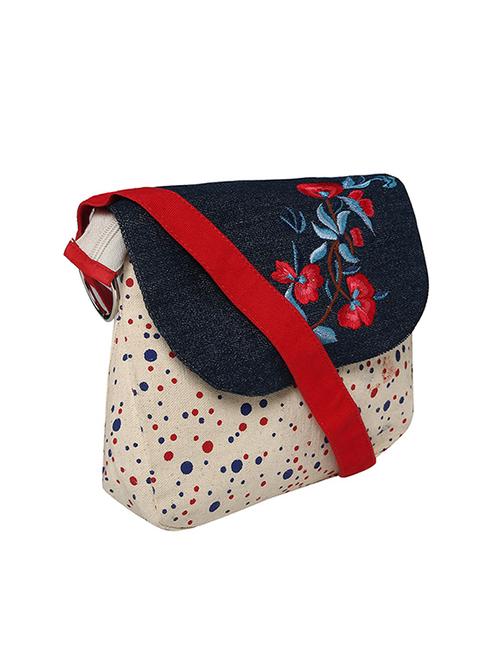 cream, multi canvas sling bag - 9879866 - Very Small Image - 1