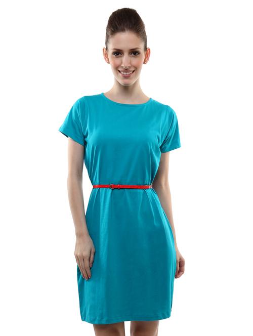 light blue poly crepe belted dress - 989172 - Very Small Image - 1
