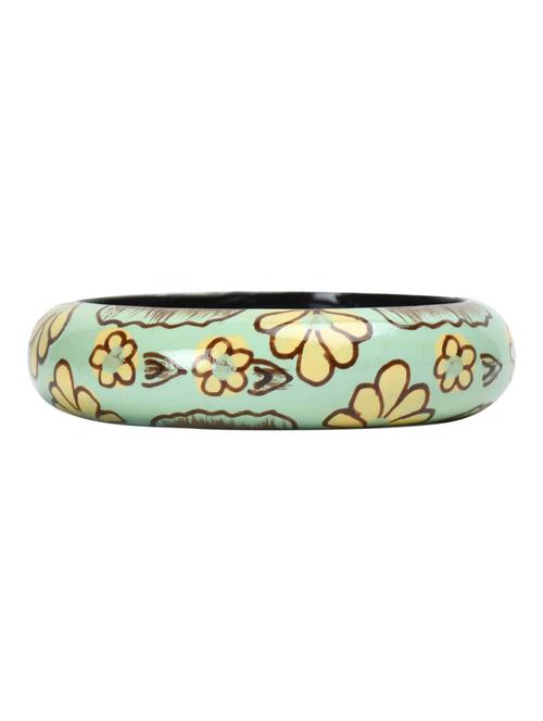 lime green floral print wooden bangle - 989831 - Very Small Image - 1