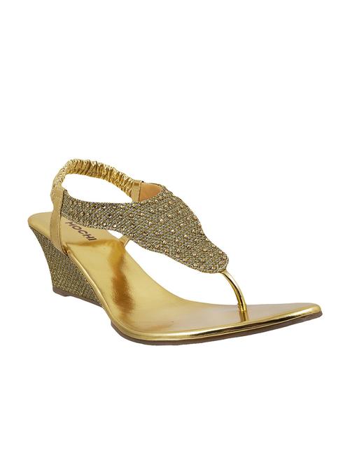 Gold Leatherette wedges - 9902783 - Very Small Image - 1