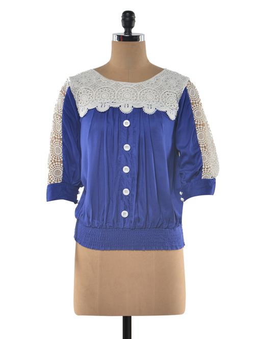 threequater sleeve lace insert top - 990350 - Very Small Image - 1