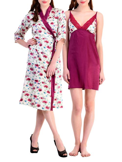 purple satin night suit - 9909852 - Very Small Image - 1