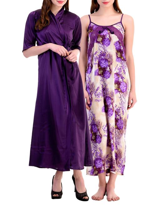 purple satin night suit - 9909855 - Very Small Image - 1