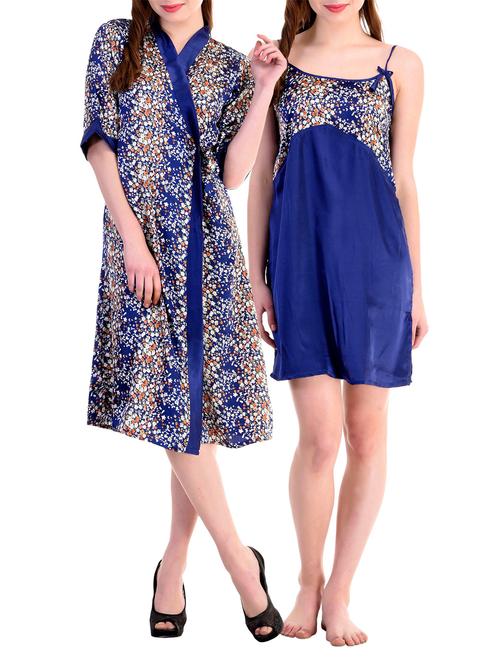 blue satin night suit - 9909860 - Very Small Image - 1