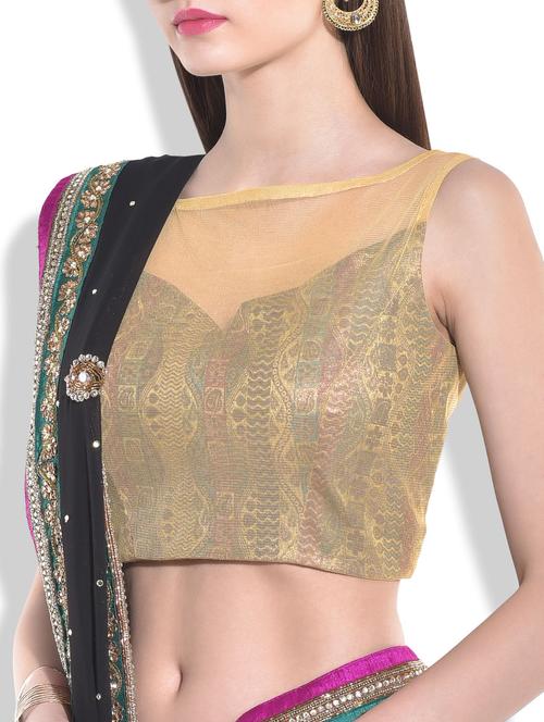 beige net and brocade blouse - 9909887 - Very Small Image - 1