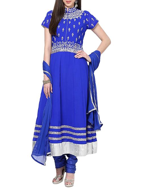 blue  georgette anarkali suits. - 9909942 - Very Small Image - 1