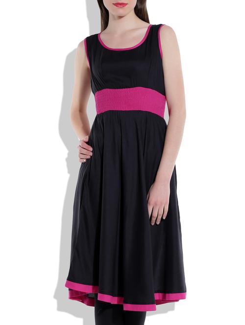 black, pink colored, rayon kurta - 9911859 - Very Small Image - 1