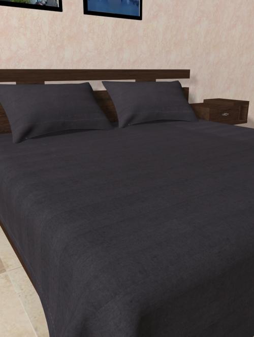 cotton self-striped single bed sheet with pillow cover - 991257 - Very Small Image - 1