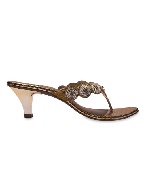 bronze leatherette toe separator sandal - 991429 - Very Small Image - 1