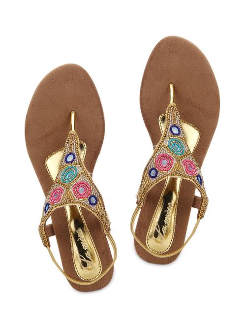 antic gold leatherette sandals. - 9933653 - Very Small Image - 1