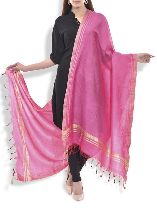 pink and gold silk dupatta - 9934237 - Very Small Image - 1