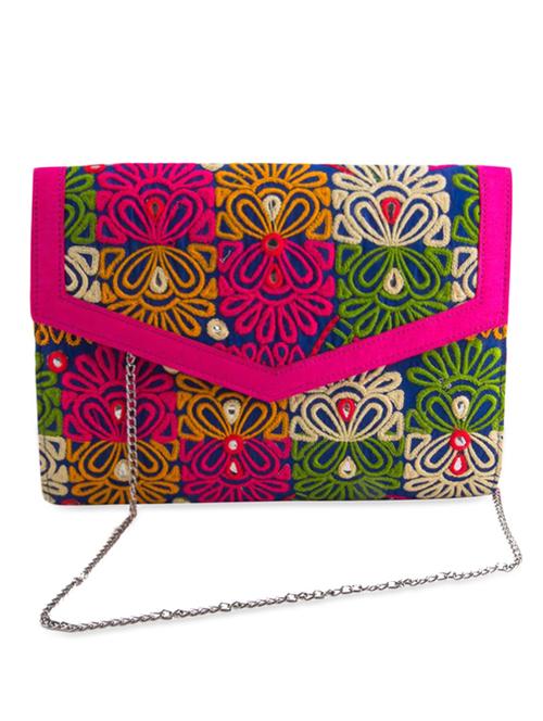 pink embroidered clutch - 993517 - Very Small Image - 1