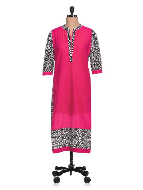pink cotton long kurta kurta - 994141 - Very Small Image - 1