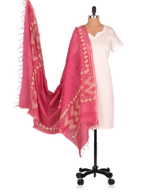 hand block
 printed
 chanderi 
dupatta - 994175 - Very Small Image - 1