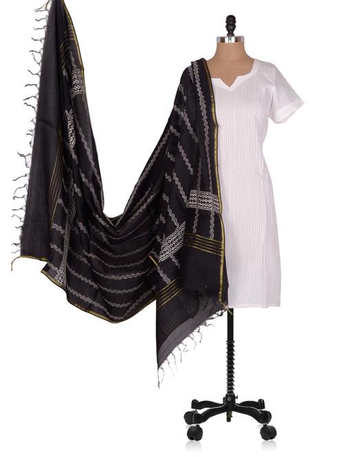 hand block
 printed
 chanderi 
dupatta - 994194 - Very Small Image - 1