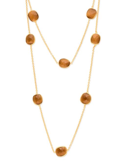 olive brown stone studded layered necklace - 9946978 - Very Small Image - 1