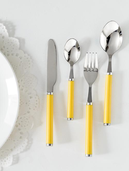 yellow cutlery set with stand - 995293 - Very Small Image - 1