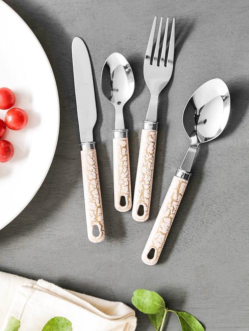 brown printed cutlery set with stand - 995350 - Very Small Image - 1