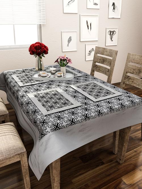 dekor world floral flock table  cover & place mats-set of 5 pcs - 9959784 - Very Small Image - 1