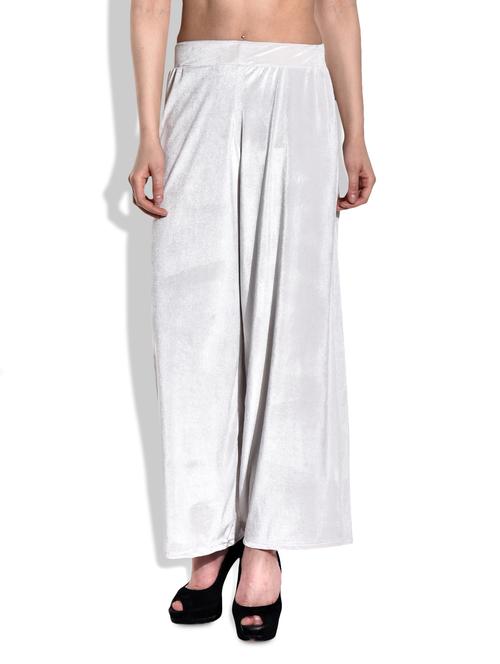 white color velvet  palazzo - 9960316 - Very Small Image - 1