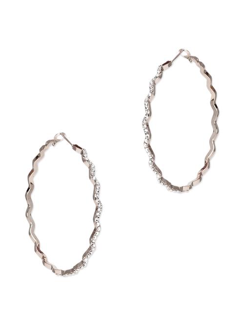 silver stone studded hoop earrings - 9961549 - Very Small Image - 1