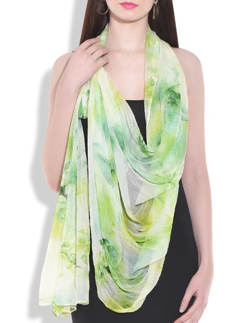 green floral print chiffon stole - 9964017 - Very Small Image - 1