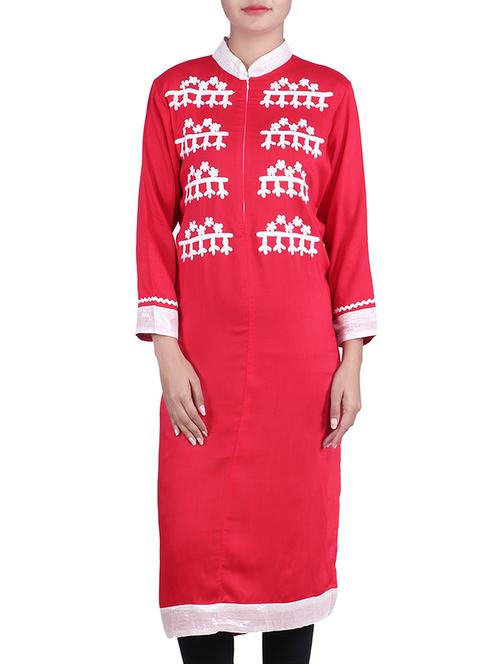 red rayon kurta - 9964050 - Very Small Image - 1