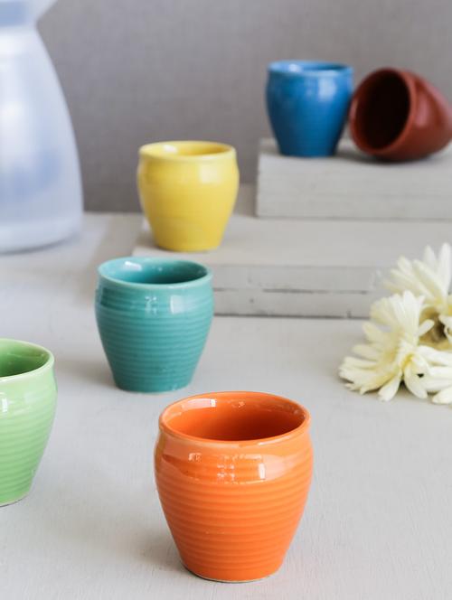 multi color ceramic kullhars (set of 6) - 9966045 - Very Small Image - 1