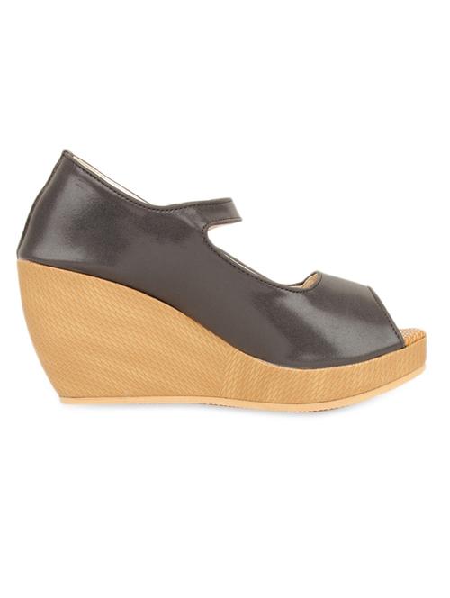 Open toe black wedges with strap - 997226 - Very Small Image - 1