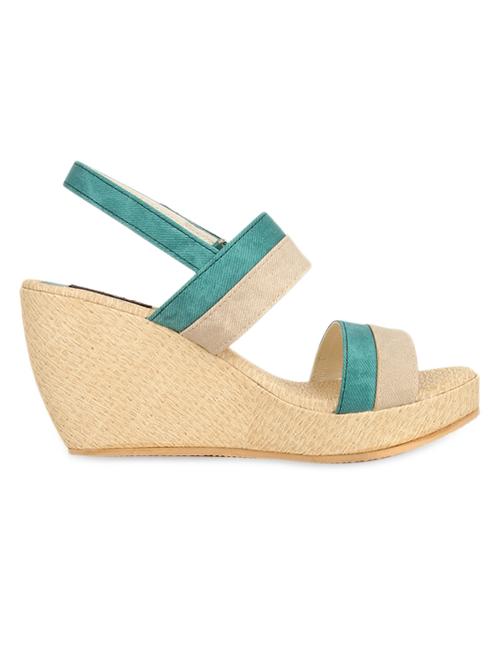 Beige and teal coloured strap wedges - 997236 - Very Small Image - 1
