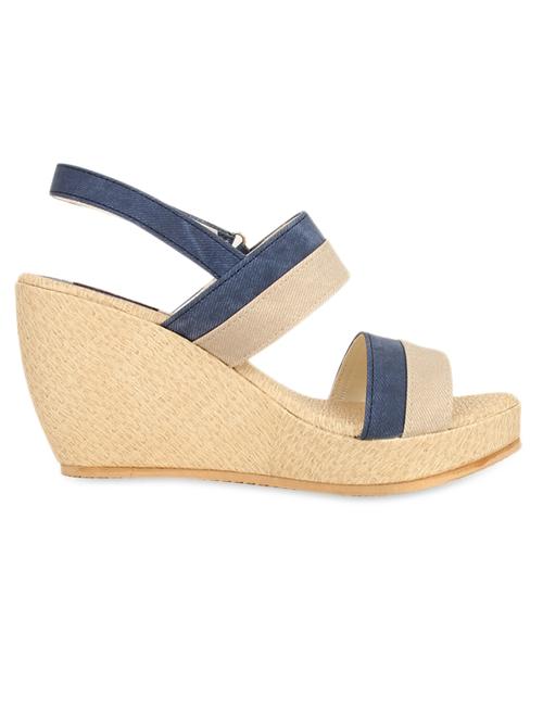 Beige and blue coloured strap wedges - 997237 - Very Small Image - 1