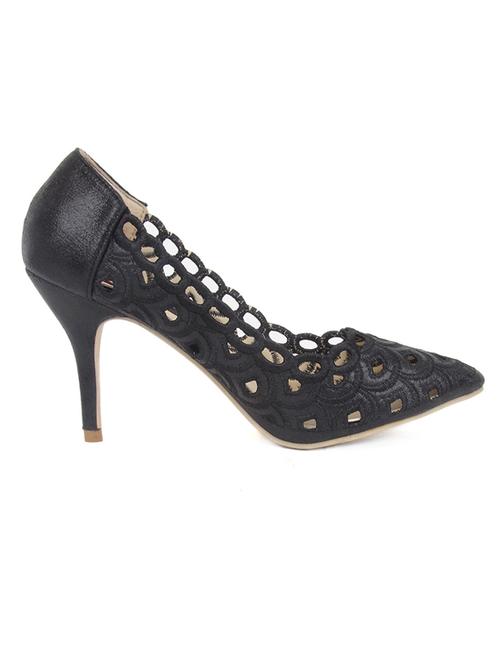 Black Lace cut work pumps - 997267 - Very Small Image - 1