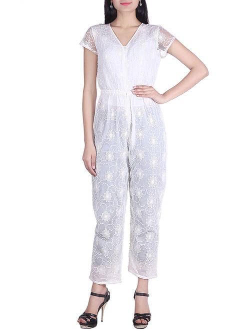 solid white floral patterned jumpsuit - 9973671 - Very Small Image - 1