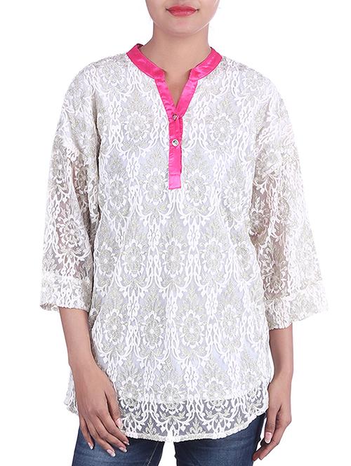 white net embroidered top - 9973724 - Very Small Image - 1