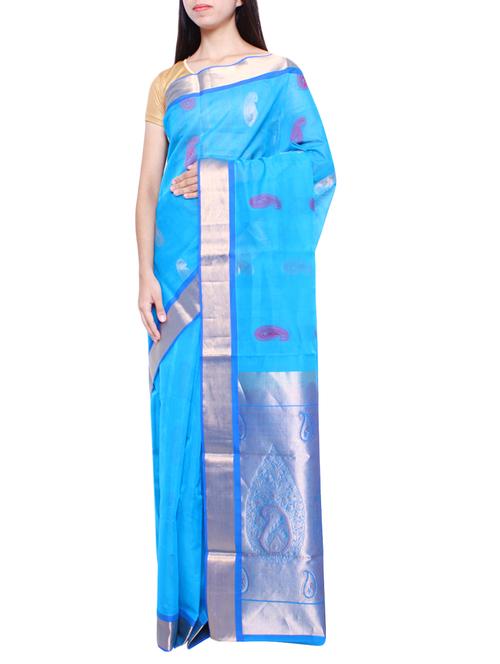 ramar blue silk cotton saree. - 9974196 - Very Small Image - 1