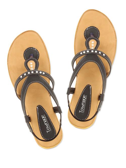 Black Color Leatherette Toe Separator Sandal - 997579 - Very Small Image - 1