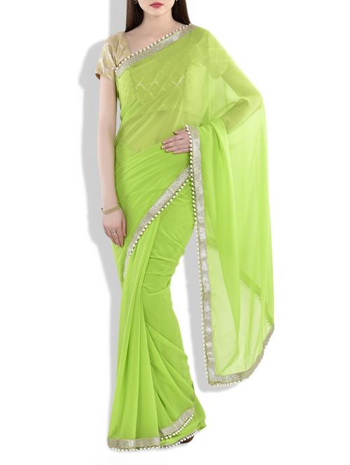 light green georgette saree - 9977622 - Very Small Image - 1