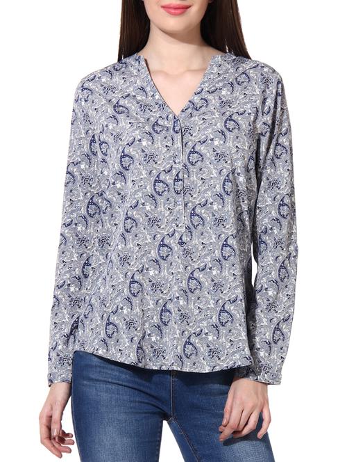 button detail paisley top - 9979621 - Very Small Image - 1