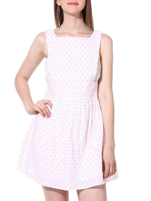white cotton fit & flare dress - 9979674 - Very Small Image - 1