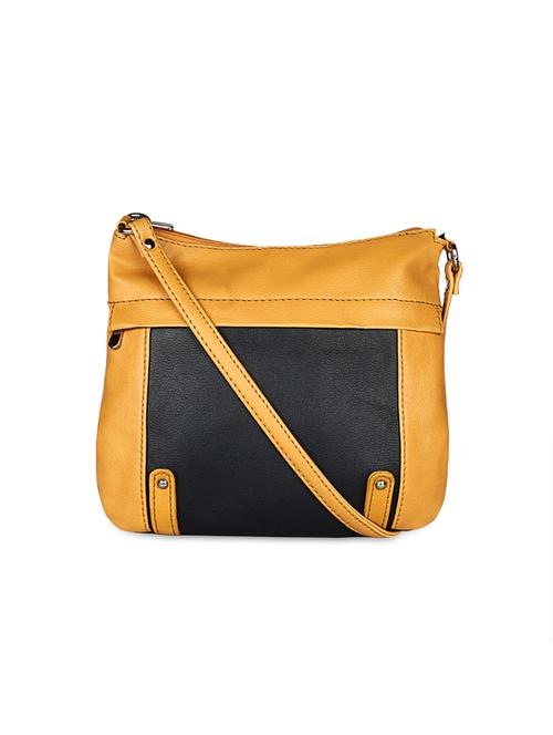 yellow & black colour block leatherette handbag - 998584 - Very Small Image - 1