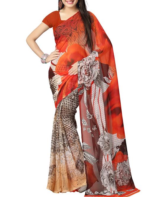 floral half & half saree - 9988014 - Very Small Image - 1