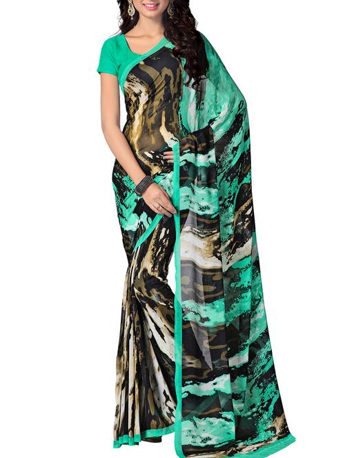 multicolor georgette printed saree with blouse - 9988025 - Very Small Image - 1