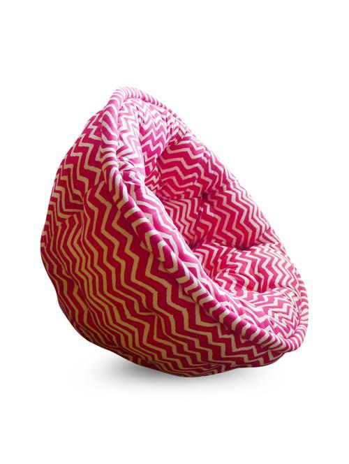 pink and white chevron printed cotton lap pouff - 9989450 - Very Small Image - 1