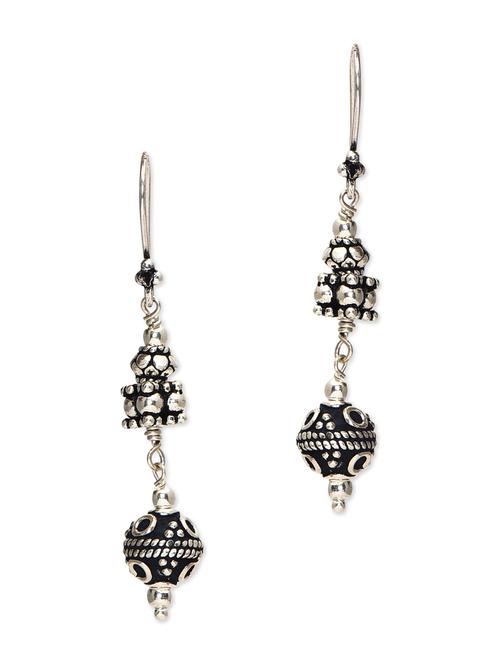 antique silver embossed sterling silver earrings - 9990271 - Very Small Image - 1