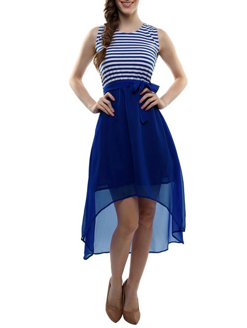 high-low striped belted dress - 999107 - Very Small Image - 1